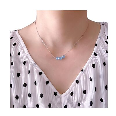#ad Aquamarine Necklace Dainty 925 Sterling Silver Blue Aquamarine Jewelry Choker... $23.62