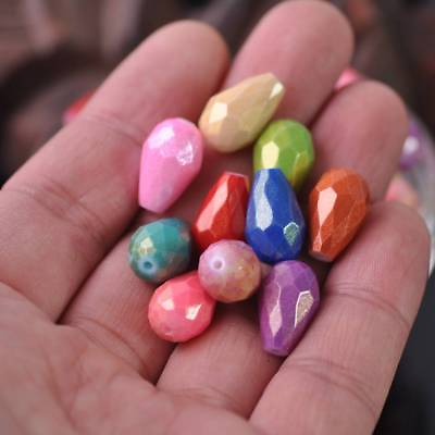 #ad 10mm*15mm 20pcs Lacquer Crystal Glass Teardrop Faceted Loose Spacer Bead Crafts $3.55