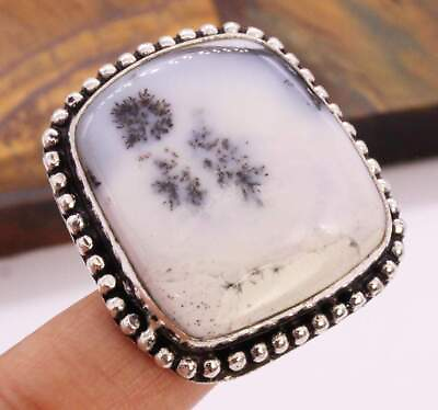 #ad Dendrite Opal 925 Silver Plated Handmade Ring of US Size 7 $3.59