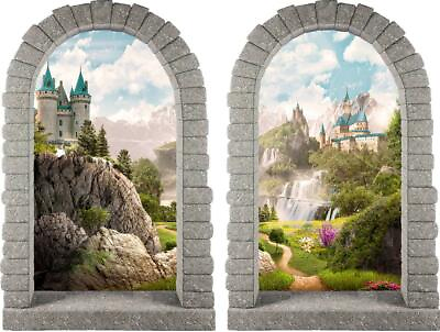 #ad Path to Fairytale Castle 3D Window Wall Decal Removable Vinyl Stickers Nursery $149.99