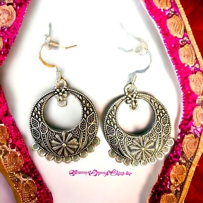 #ad Tibetan Earrings Womans 2” Drop Silver Alloy Bohemian Chandelier Jewelry Ladies* $14.88
