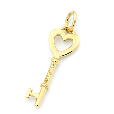 #ad Tiffany amp; Co. Heart Key Pendant Charm Necklace Top Ladies K18YG Yellow Gold $646.73