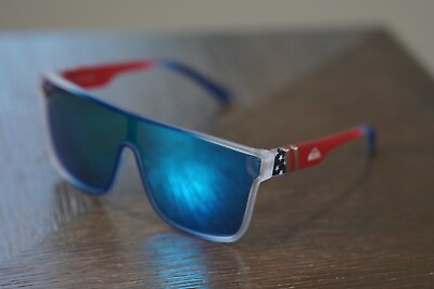 #ad Quiksilver Sunglasses Unisex Blue Red White Blue Lens $19.99
