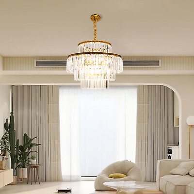 #ad #ad Crystal Chandelier Luxury LED Pendant Lamp Ceiling Lighting Fixture Living Room $153.90