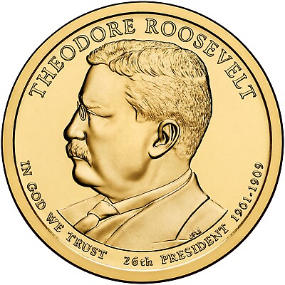 #ad 2013 P Theodore Roosevelt Presidential Golden Dollar Coin GEM BU $4.95