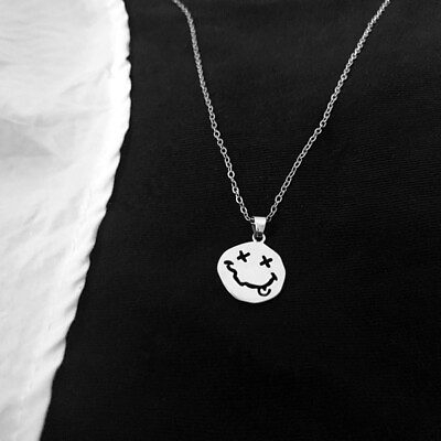 #ad Fashion Jewelry Silver Smiley Face Emoji Pendant Necklace Chain 1 19 $11.66