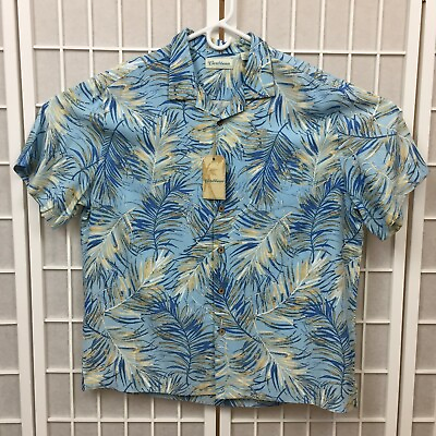 #ad Caribbean Roundtree amp; Yorke Hawaiian Shirt Men#x27;s Size XL Blue Tropical NWT $19.99