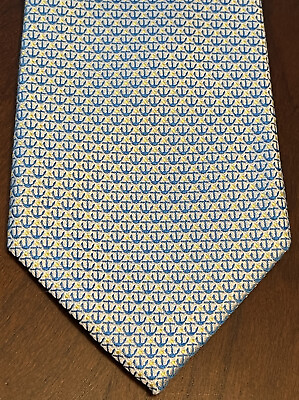 #ad Chaps Blue Gold Hand Made 100% Silk Men’s Neck Tie Made In China Anchor Print ￼ $22.99