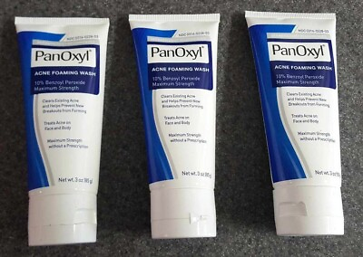 #ad Lot of 3 PanOxyl Acne Foaming Wash 10% Benzoyl Peroxide Max Strength EXP 5 25 $24.95