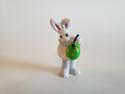 #ad Topps Easter White Bunny Rabbit Painting Green amp; Yellow Egg Figure 2.5 In. 2001 $6.99