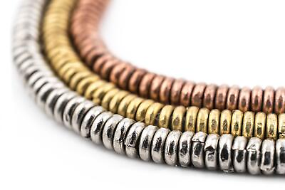 #ad 3 Strand Bundle: Kenya Metal Heishi Beads 3mm African Multicolor Handmade $15.00