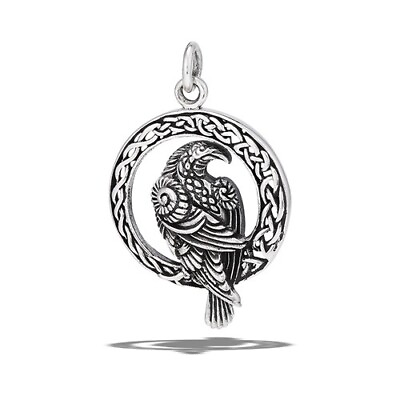 #ad Sterling Silver Raven Pendant With Celtic Weave no chain $27.49