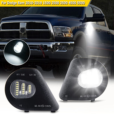 #ad LED Truck Side Mirror Puddle Lights For Dodge Ram 10 19 1500 2500 3500 4500 5500 $13.99