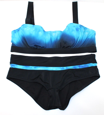 #ad Athleta Swimsuit Swimwear Blue Bikini Top 38 B C Bottoms Size S $19.99