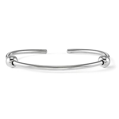 #ad Lex amp; Lu Silver Reflections Polished Includes 2 Stopper Beads Bangle Bracelet $84.99