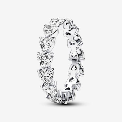 #ad *BRAND NEW* Pandora Timeless Silver Row of Hearts Eternity Ring 193103C01 $109.25