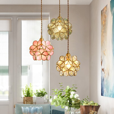 #ad Modern Glass Flower Ceiling Lamp LED Chandelier Hanging Pendant Light in Brass $79.90