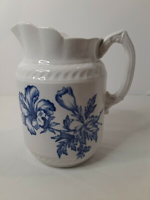 #ad Vintage Blue and White Creamer Jug 6 3 4quot; $9.99