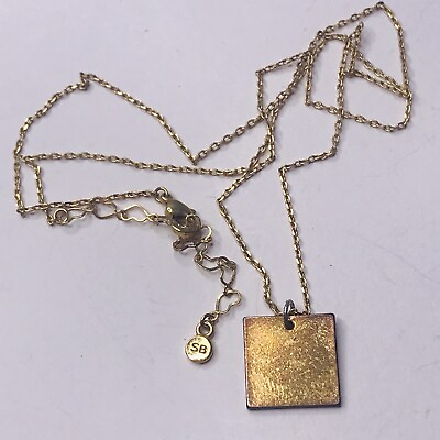 #ad SB Gold Tone Necklace Chain Charm Plate Unengraved Links Lightweight 16 18quot; $13.20