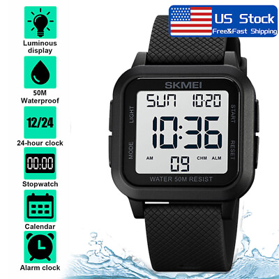 #ad Waterproof Digital Sports Watch Military Tactical LED Backlight Wristwatch Men $10.69