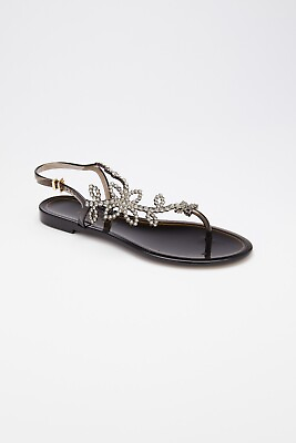 #ad StyleNAttitude Crystal Swarovski Sandals Black Size 38 US 7 7 1 2 Menghi $140.00