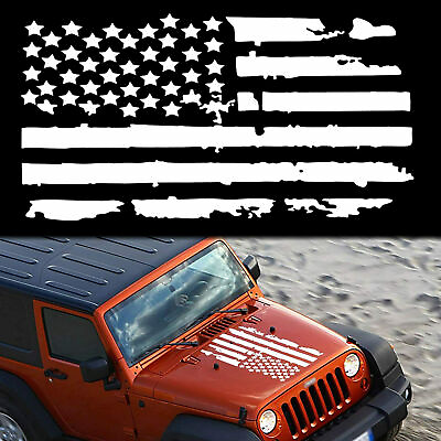 #ad 35quot; American USA Distressed Flag Vinyl Sticker Decal for Car Truck SUV Hood Door $12.14
