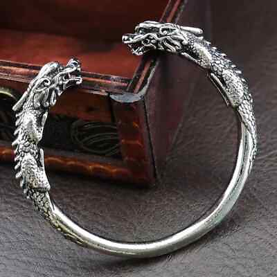 #ad 925 Sterling Silver Dragon Fashion Jewelry Charm Wristband Bracelet Bangle Cuff $19.74