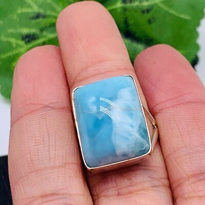 #ad Genuine DOMINICAN LARIMAR 925 Sterling Silver Ring 6 3 4 Size 6.75 P131 $44.50