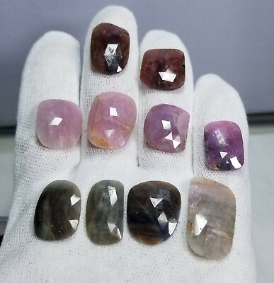 #ad Natural Rose Faceted mix color fancy sapphire cabochons lot 32 grams and 10 Pcs $150.00
