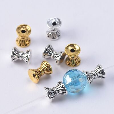 #ad Hourglass Shape Metal Beads Antique Gold Color Spacer Bead Jewelry Charms 30Pcs $15.01