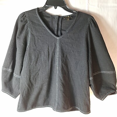 #ad Current Air by Anthropologie Delilah Puff Sleeve Blouse Womens Sz S Black $34.99
