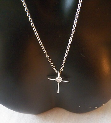 #ad Silver Cross with Center Setting #jewelry #fashion #Cross #necklace $6.82
