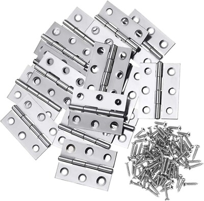 #ad 20Pcs Stainless Steel Folding Hinge 2 Inch Door and Window Hinge with 120 screws $16.94
