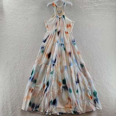 #ad Joie Marcy Printed Keyhole Neck Dress Women#x27;s XXS Porcelain Multi Side zip Lined $88.99