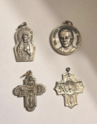 #ad Vintage Detailed Catholic Religious Medal LOT 1 Marked Sterling F5 $24.35