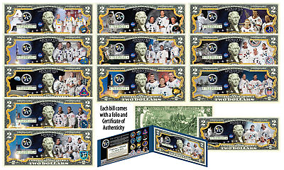 #ad THE APOLLO MISSIONS Space Program NASA Astronauts Official $2 Bills SET of 12 $138.88