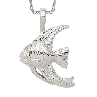 #ad 925 Sterling Silver Fish Necklace Charm Pendant $67.00