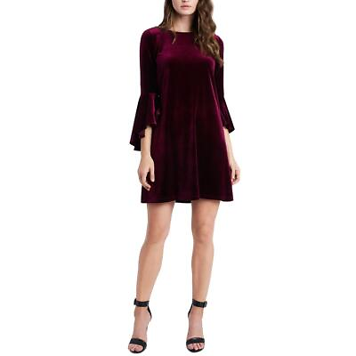#ad MSK Womens Velvet Solid Cocktail Shift Dress BHFO 9652 $11.99