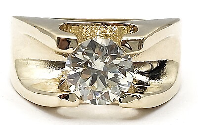 #ad 1.69 ct natural DIAMOND mens solitaire pinky ring 14 k yellow GOLD VIDEO $6688.00
