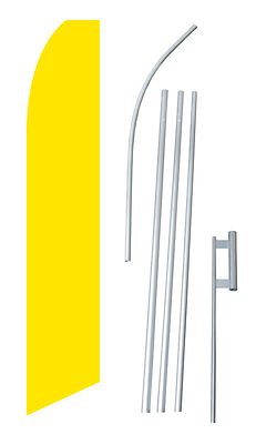 #ad Solid Yellow Banner Flag Sign Display Kit Swooper Bow Feather Tall 2.5#x27; wide $68.58