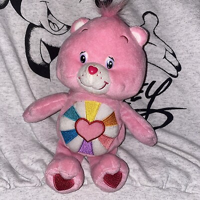 #ad 2006 Care Bears Hopeful Heart Plush Stuffed Animal 8quot; Teddy Bear Pink $10.00