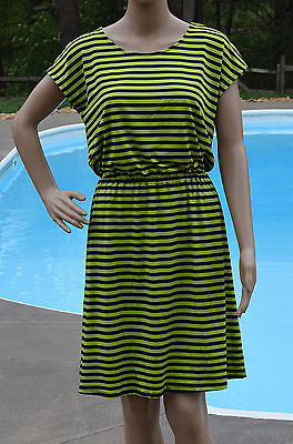 #ad Ellen Tracy Womens Size S Green Navy Striped Sheath Dress Knee Length NWT $24.00