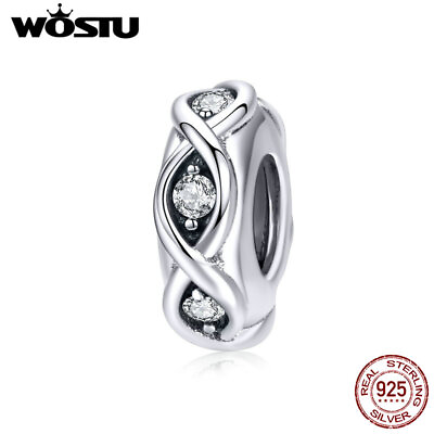 #ad Wostu Sparkle 925 Sterling Silver Charm Beads Fit Women European Chain Jewelry $7.30