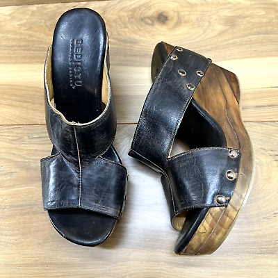 #ad Bedstu Olea Wooden Wedge Sandals 9 Dark Brown Cobbler Series Heels $49.88