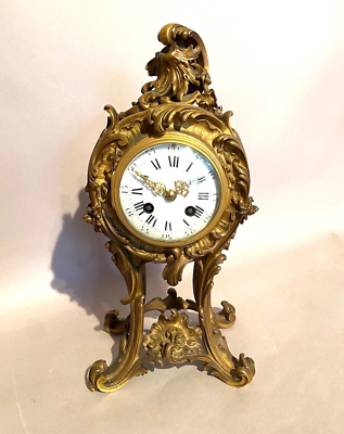 #ad Exquisite 19th Century French Louis XV Bronze Ormolu Table Mantle Clock $765.00