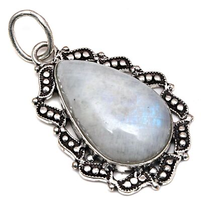 #ad Pendant Moon Stone Gemstone Gift For Her 925 Silver Jewelry 1.75quot; $7.19