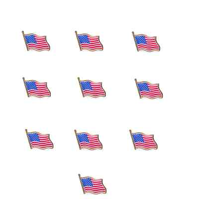 #ad LOT OF 10 AMERICAN FLAG LAPEL PINS United States USA Hat Tie Tack Badge Pin $6.99