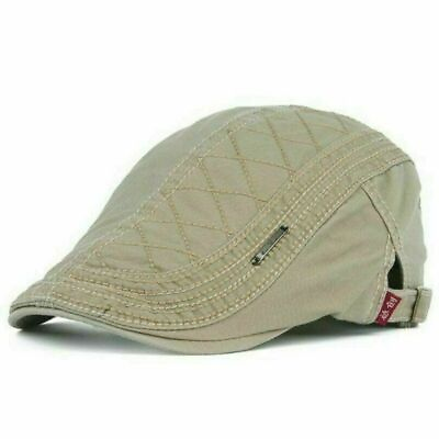 #ad 2021 Newsboy Cap Autumn Cotton Caps For Men Casual Peaked Hats Grid Embroidery $16.72