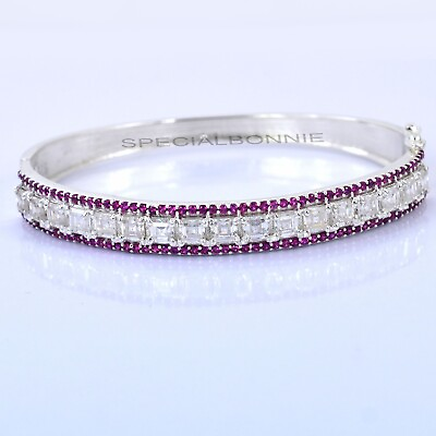 #ad Designer 4Ct White Diamonds Bangle Openable Bracelet 925 Silver Great ShineVIDEO $140.00