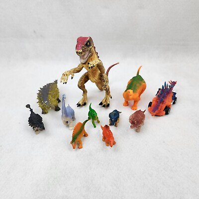 #ad Lot Of 11 Dinosaur Figures Different Sizes and Colors for Kids Plastic Toy $10.99